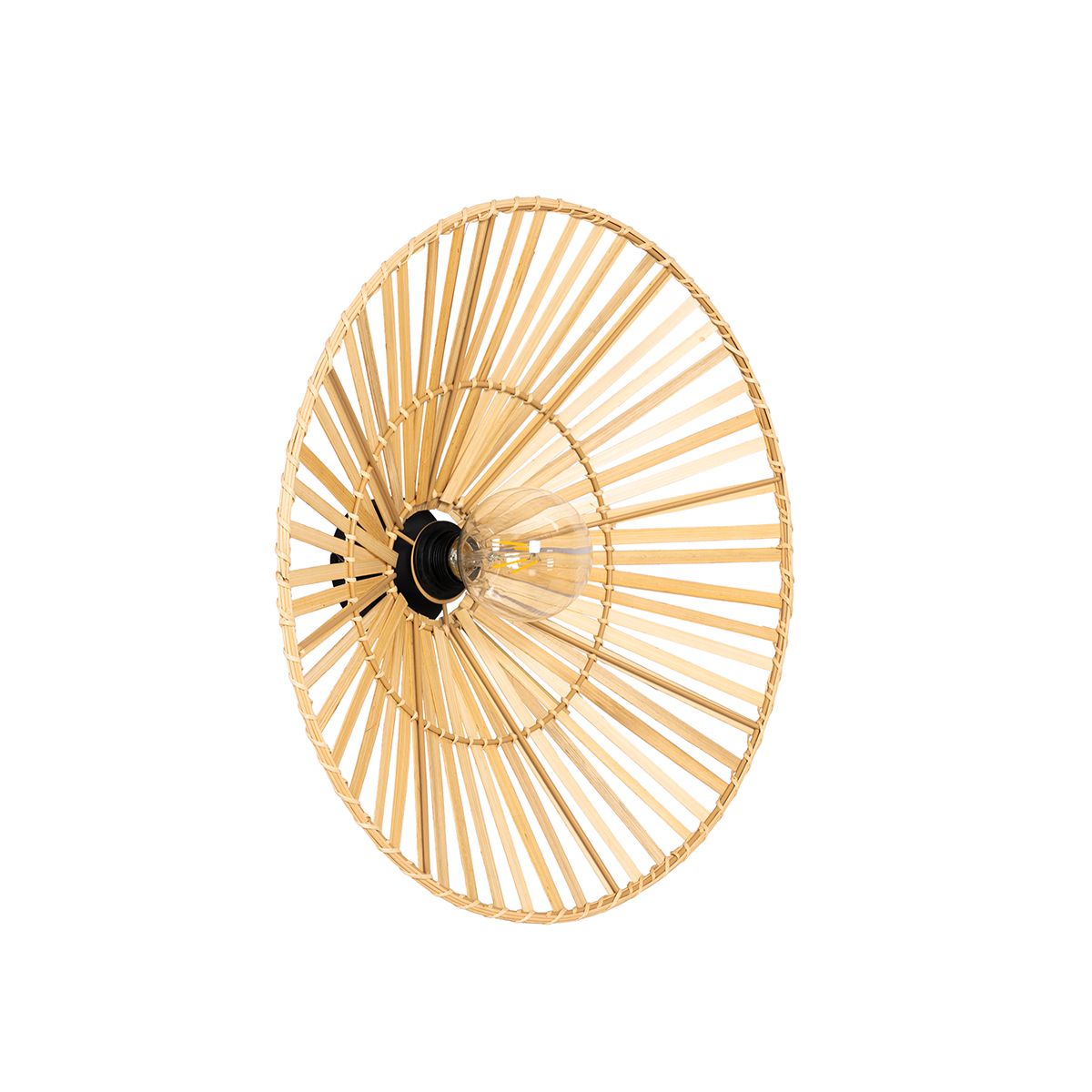 Oosterse wandlamp zwart met naturel bamboe - Pua