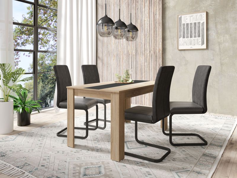 ByLIVING - Eettafel - Zwart/Wit - Melamine - Onderhoudsvriendelijk