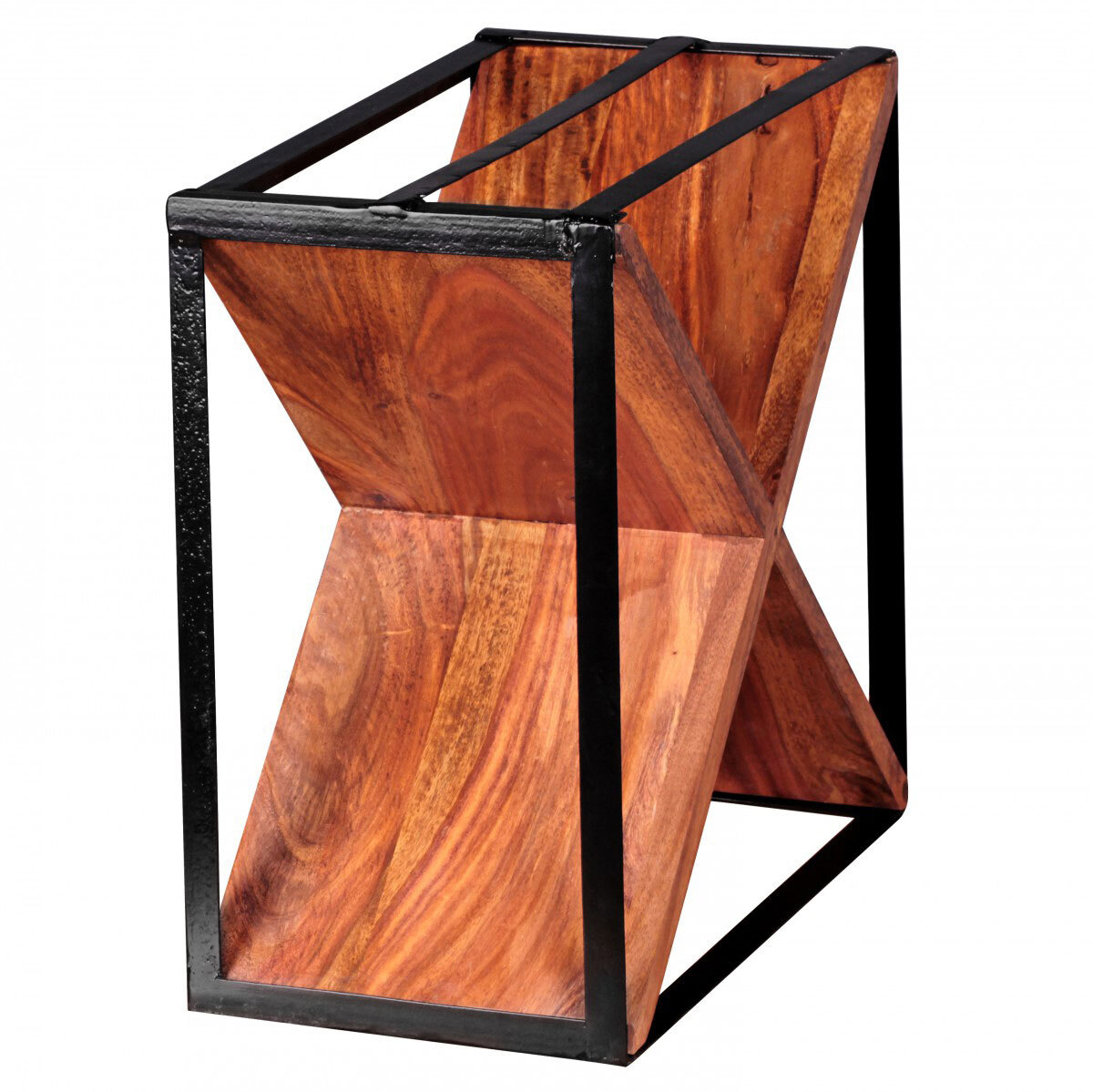 Flaschenregal 37 x 37 cm Sheesham massiv/schwarz