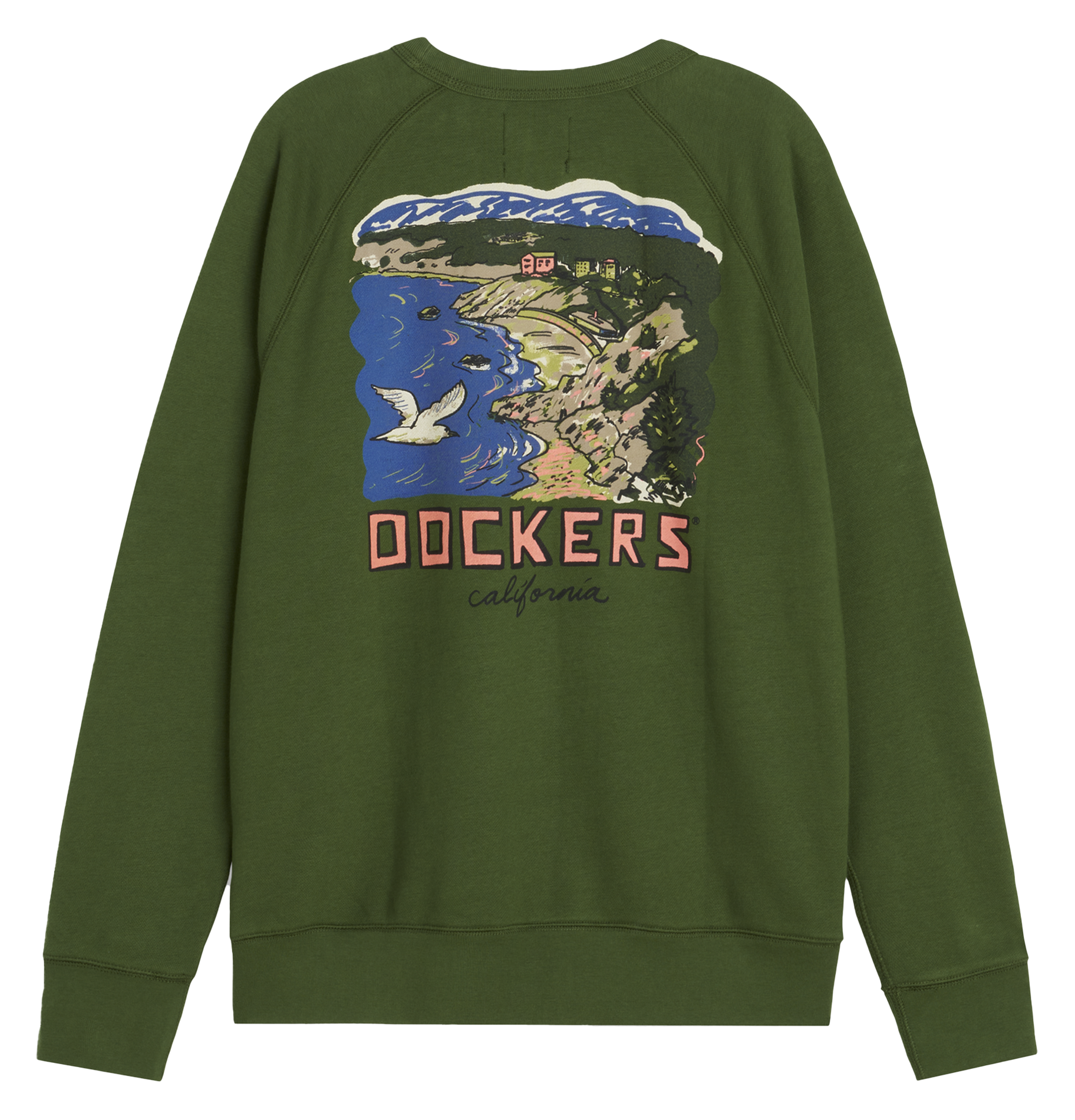 Sweat col rond regular-fit sérigraphié en coton mélangé | Vert