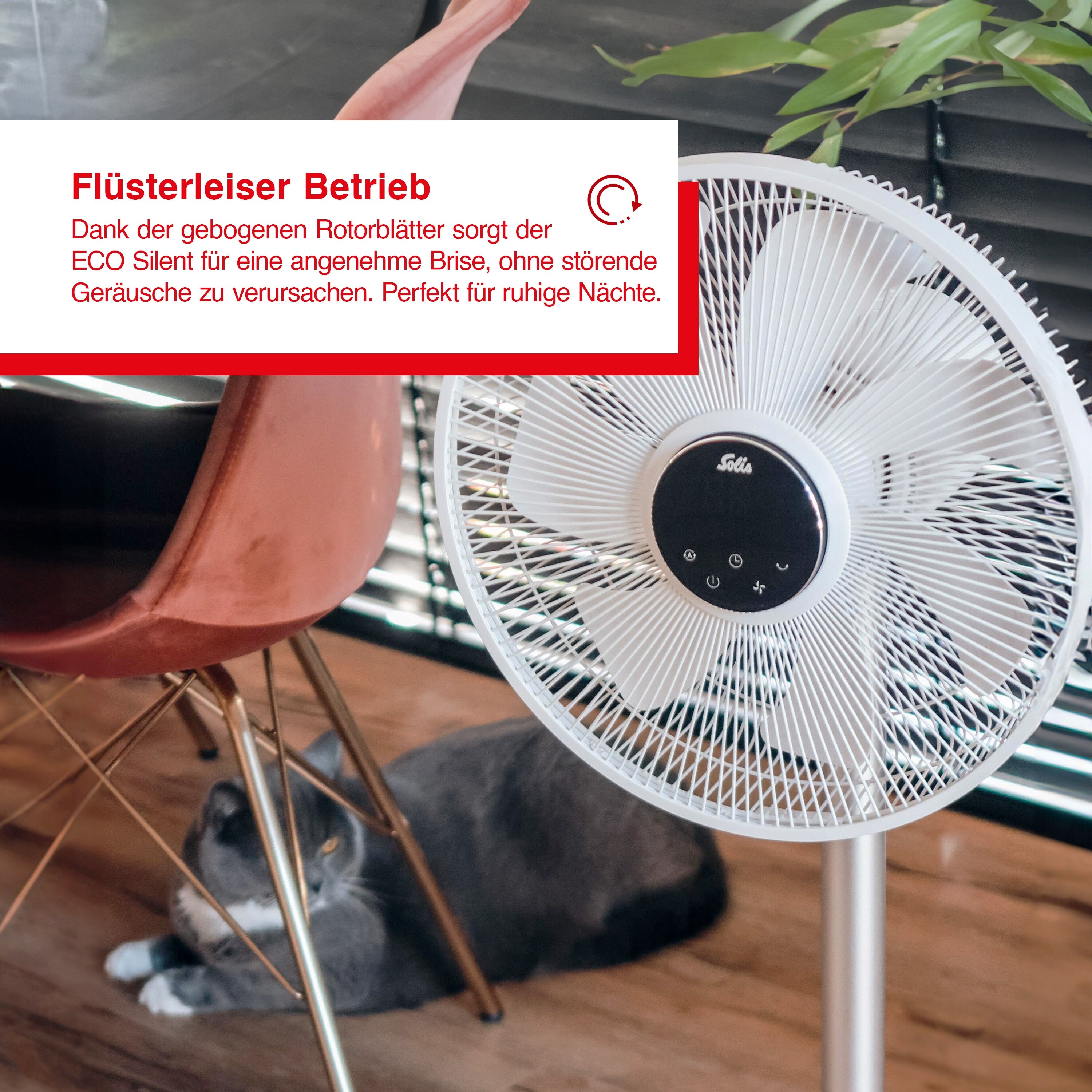 Solis Standventilator, Oszillationsfunktion, 8 Stufen, 12h Timer