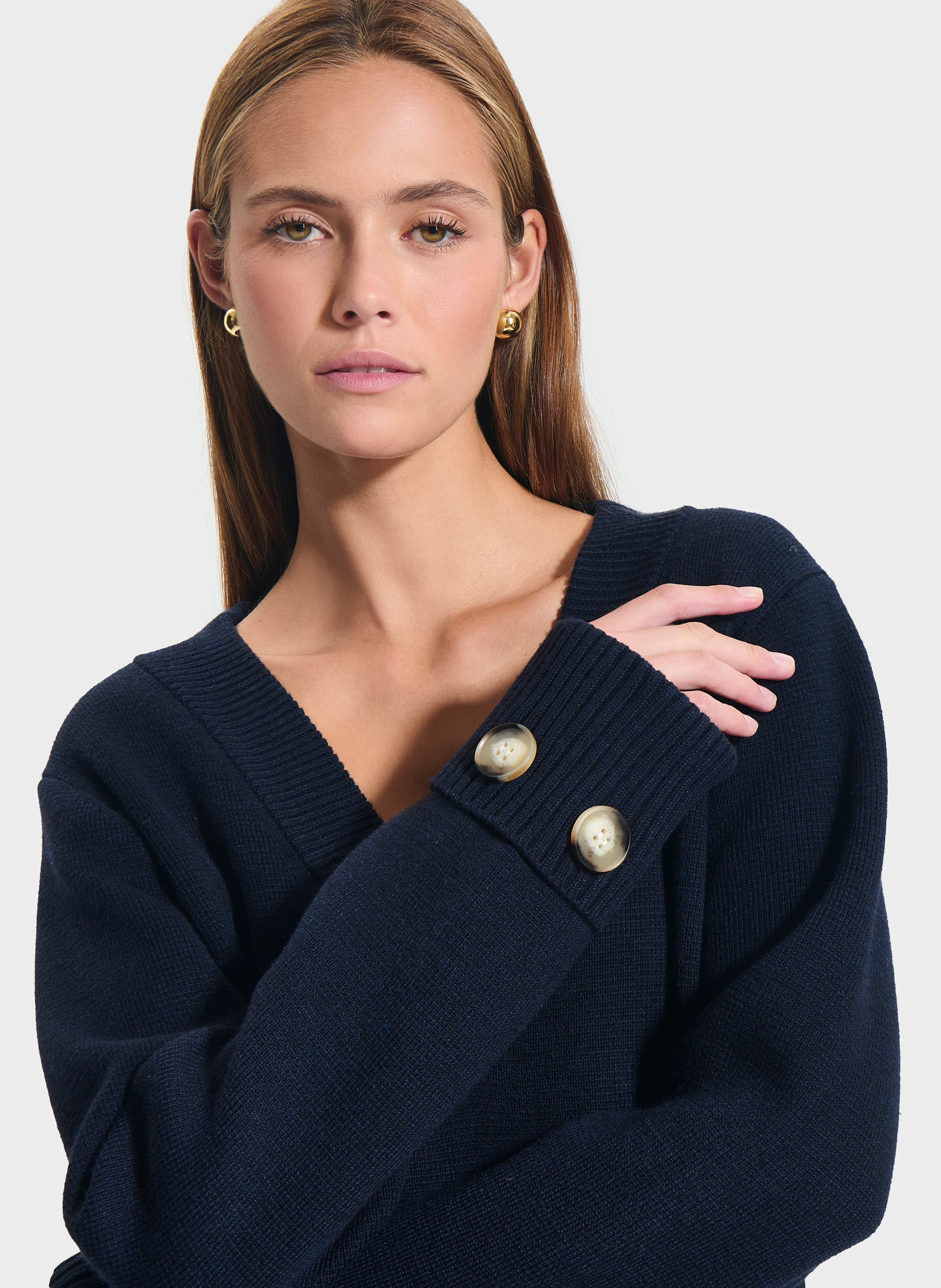 RIGATONI - Robe courte col V | Bleu