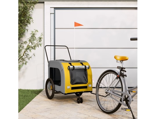 VIDAXL - Remorque de vélo pour animaux de compagnie jaune et gris