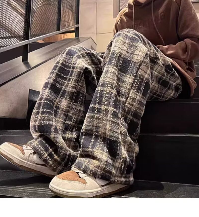 Kenning - Geruite losse broek met trekkoordtaille