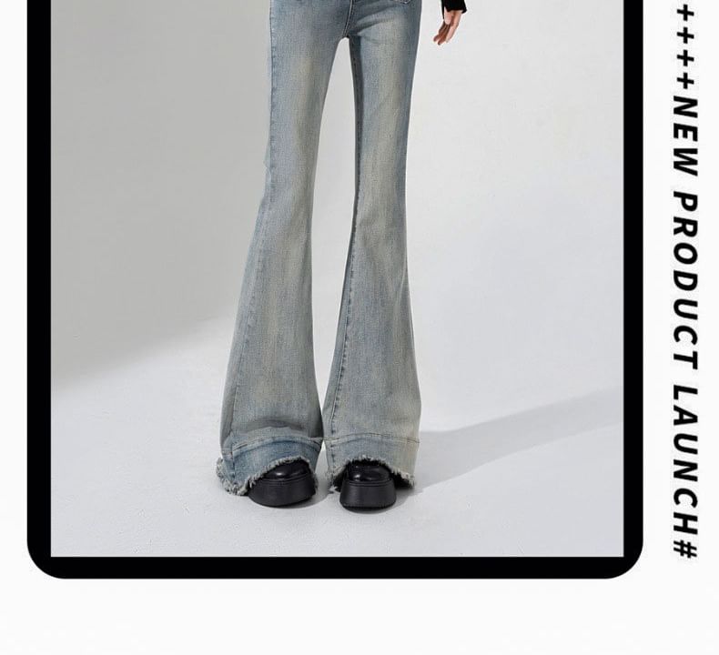 Baoinie - High Rise Washed Flared Jeans