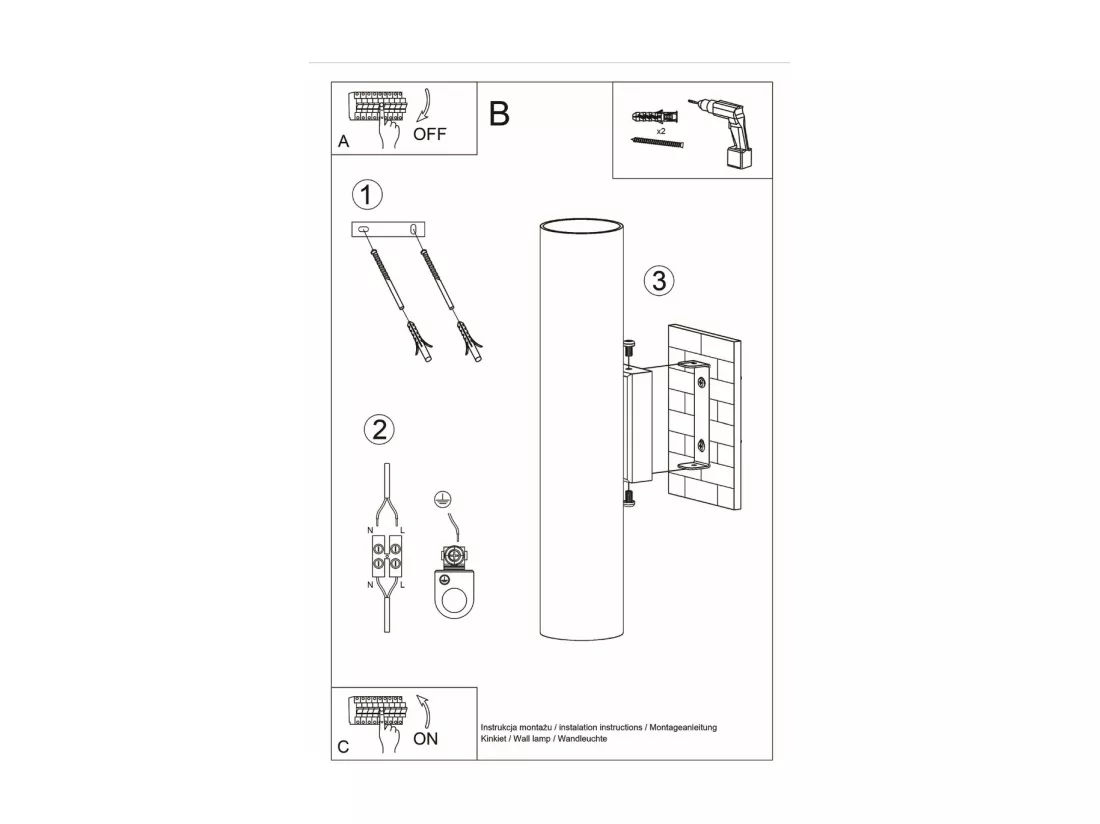 Sollux LAGOS Applique murale encastrable à 2 lumières, noir, GU10