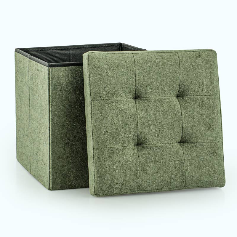 Pouf de rangement pliable carré 'Luxury' kaki
