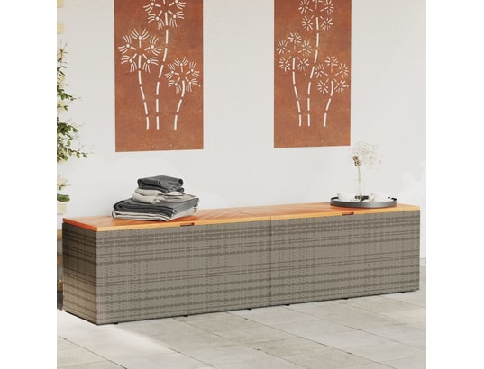 VIDAXL - Coffre Boîte de rangement de jardin gris résine tressée bois d'acac...