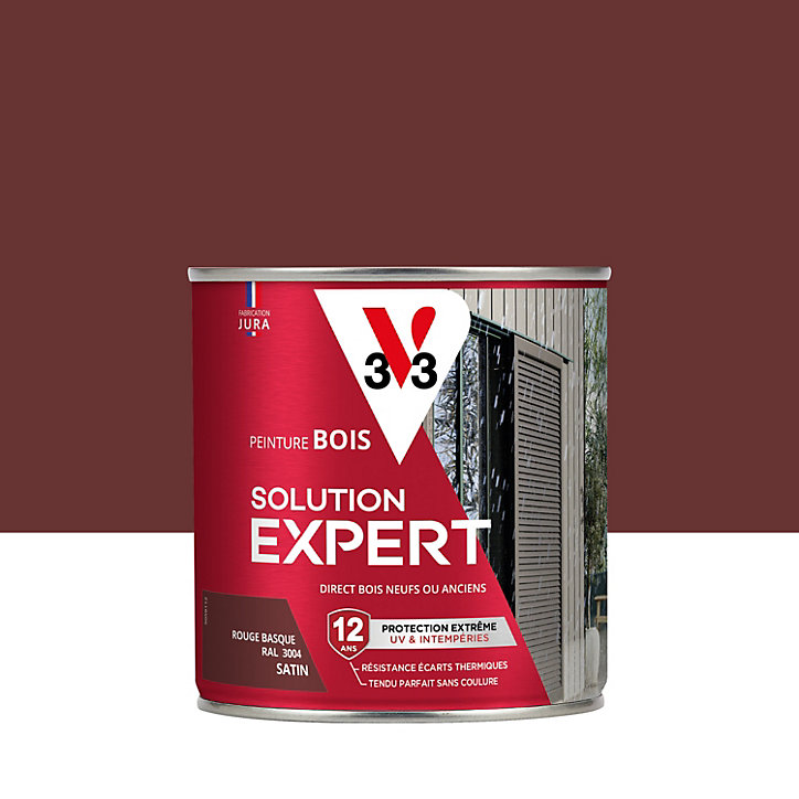 Peinture extérieure bois Solution expert rouge basque satin V33 500ml