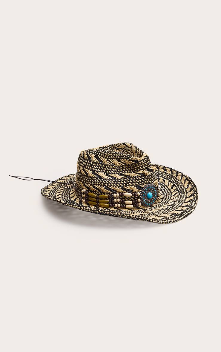 Multicolore Chapeau Fedora Avec Détail De Bordure Western