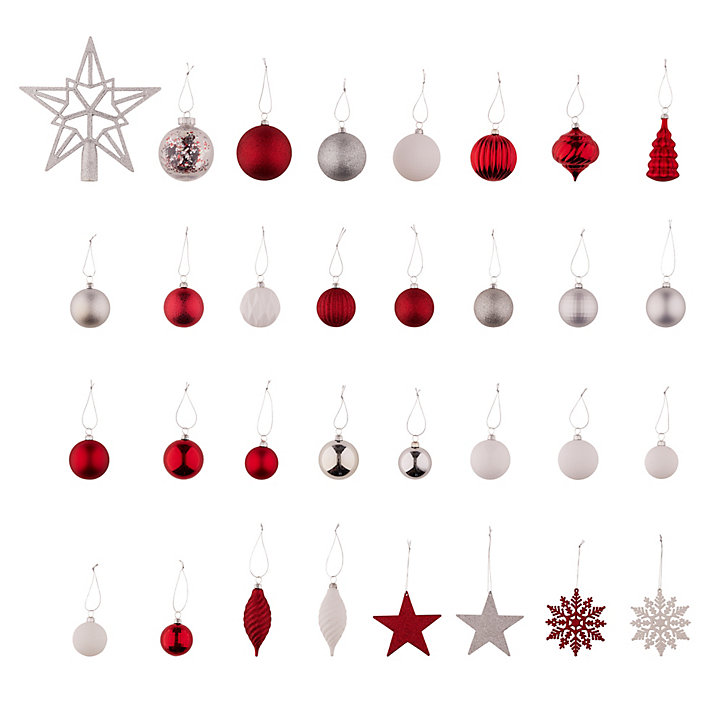 Pack 100 décorations rouge, blanc et argenté