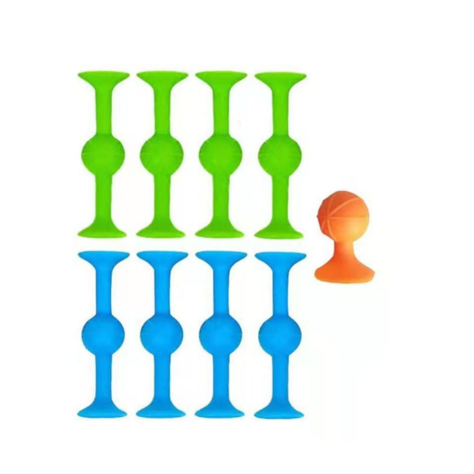 (9-tlg. Set) Saugnapf Wurfspiel Fenster Dart Spiel Anti Stress Spielzeug Party Spiel für Kinder / Erwachsene - Blau / Grün