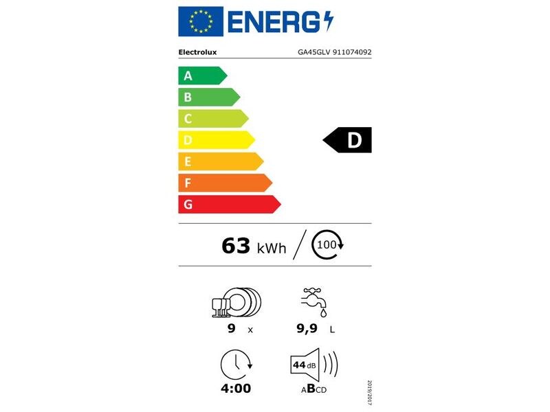 Electrolux Einbaugeschirrspüler GA45GLV Vollintegriert Vollintegrierter Geschirrspüler