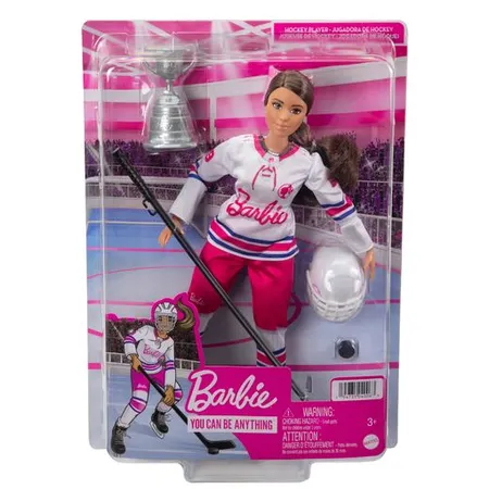 Barbie Wintersport Eishockeyspielerin-Puppe brünett, kurvige Form (30 cm)