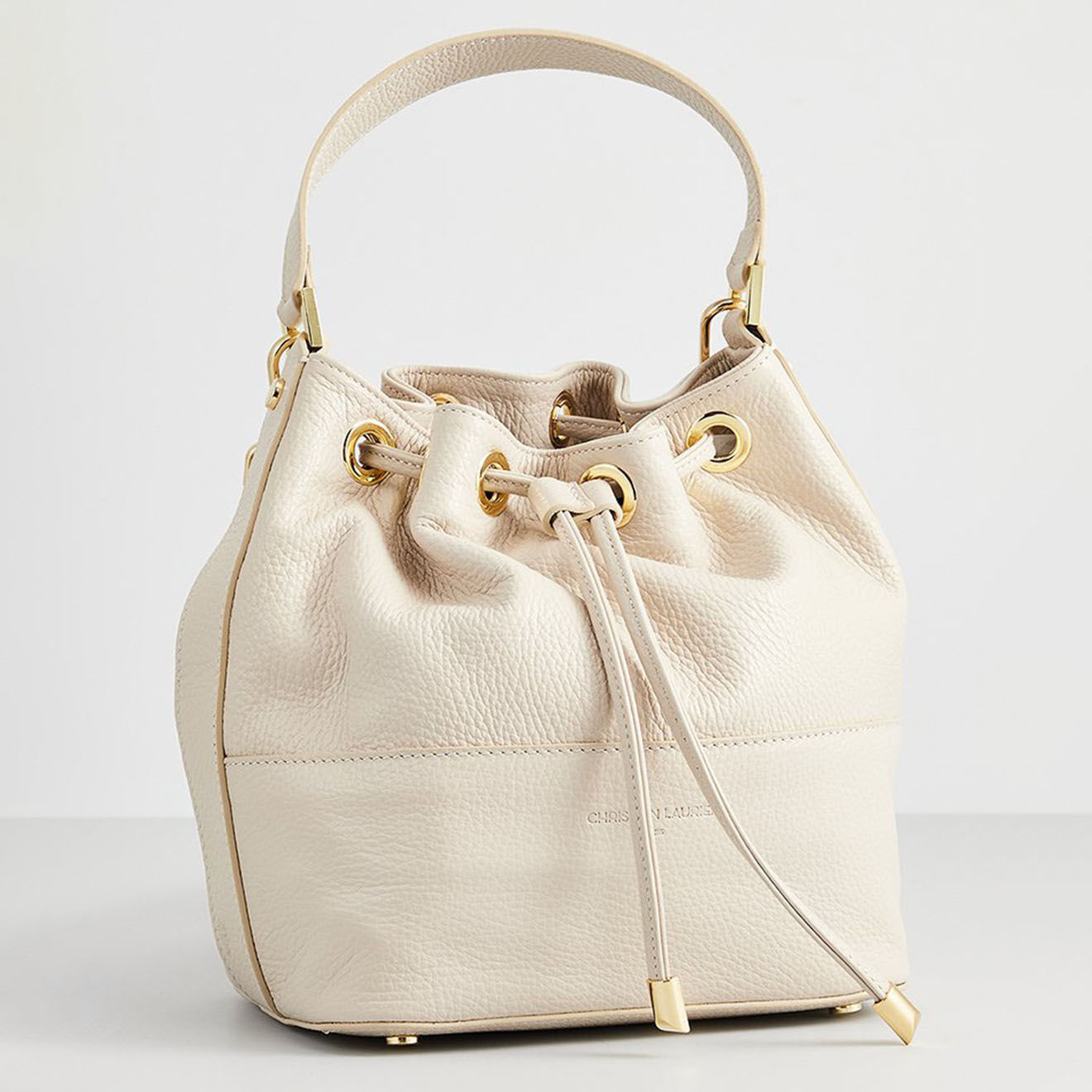 Christian Laurier Sac seau en Cuir Kate blanc cassé - 38x22x17 cm