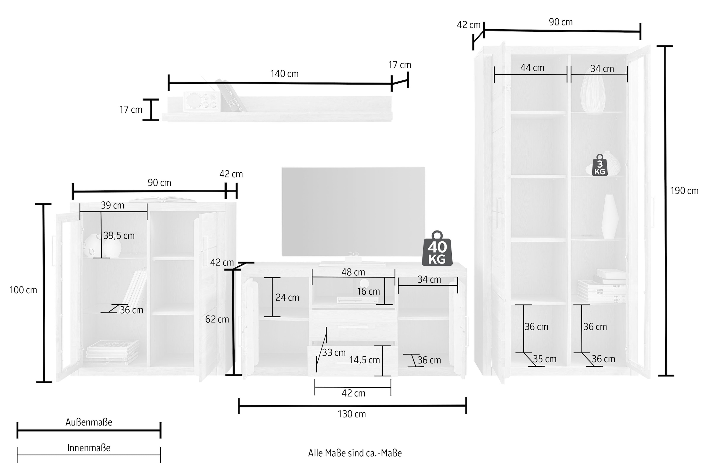 Home affaire Wohnwand »Logo« Set, 4 Stk. tlg.
