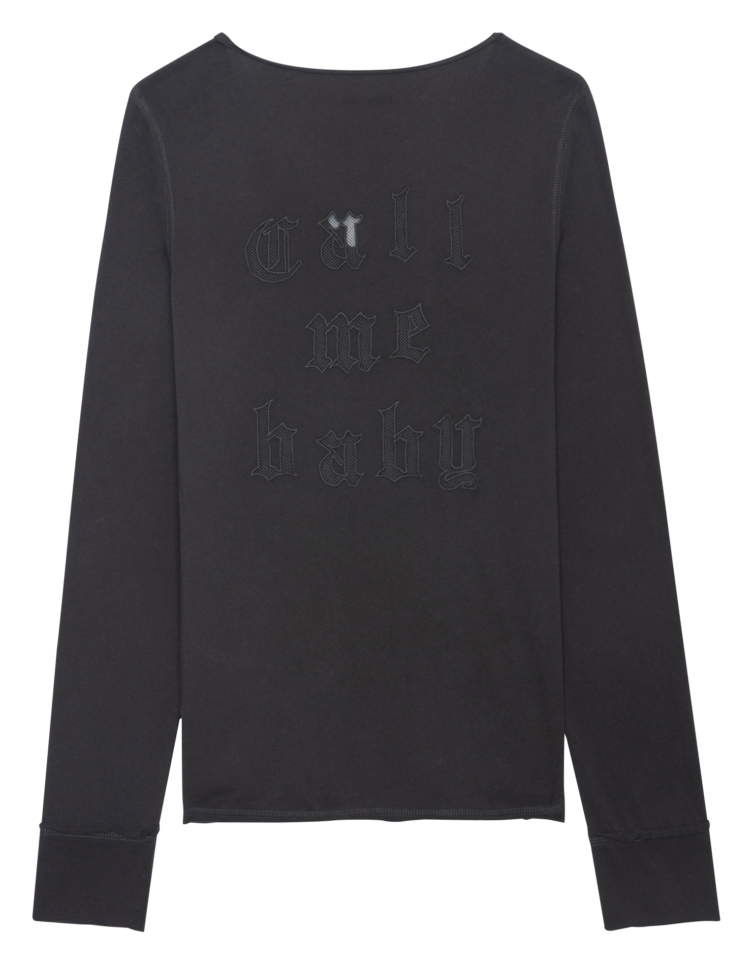 Tee-shirt droit col tunisien en coton | Gris