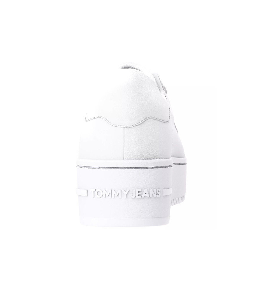 Tênis plataforma Tommy Jeans em couro branco - Altura da plataforma: 4 cm -