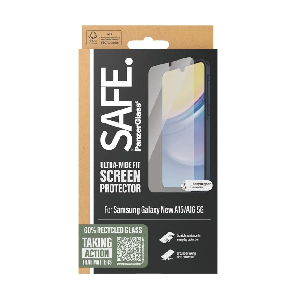 SAFE by PanzerGlass - Screen Protector - Samsung New A15/A16 5G - Ultra-Wide Fit