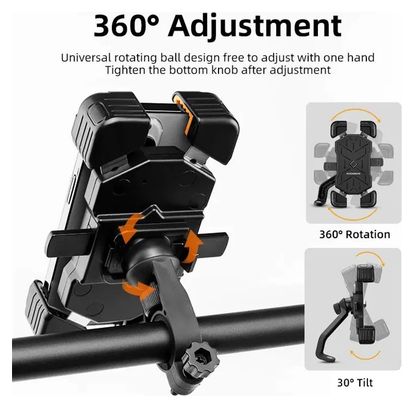 Rockbros Support vélo fixation guidon pour téléphone de 4 5 à 7 2 pouces - gris