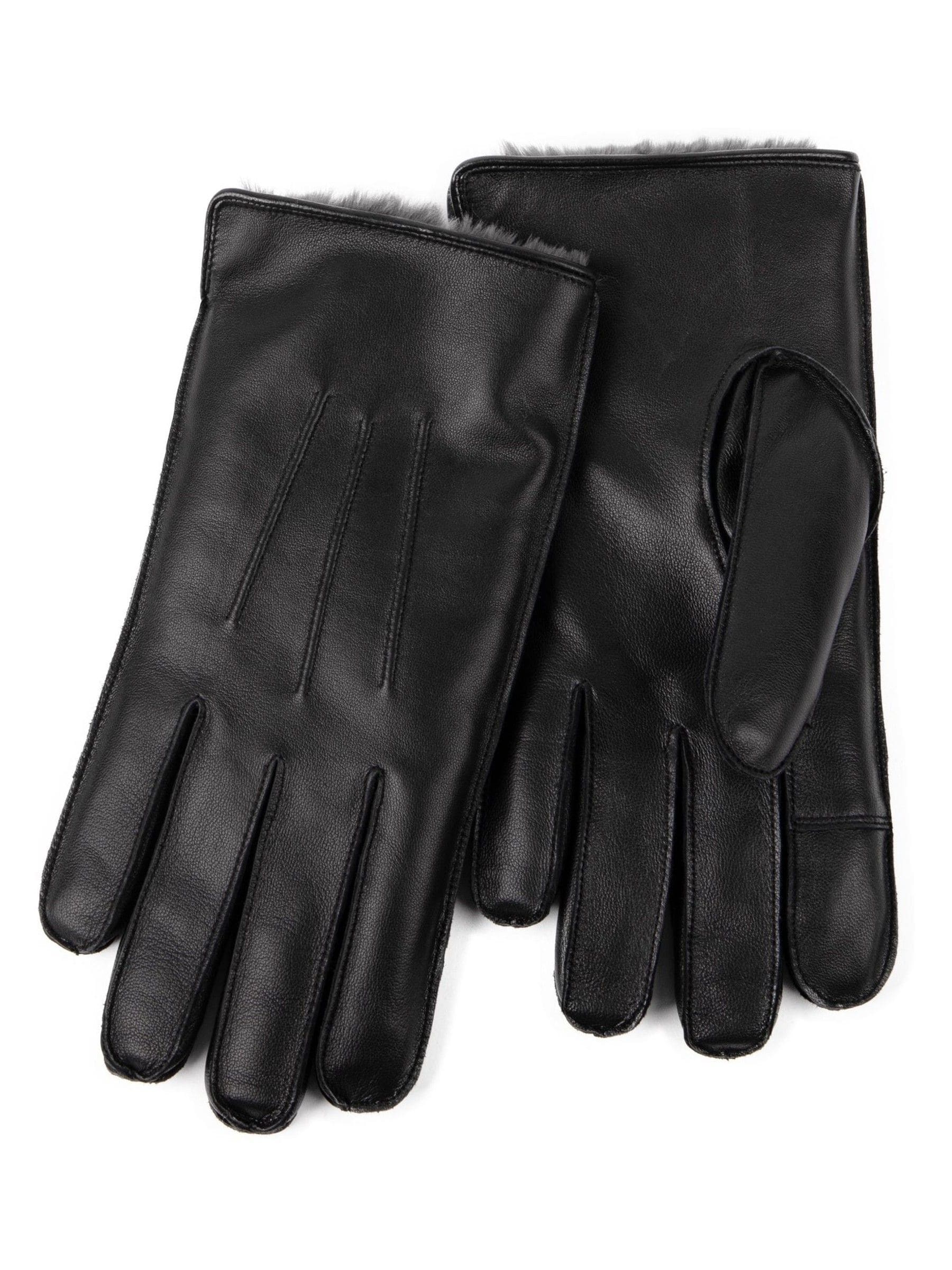 Totes Isotoner Premium 3 Point winterhandschoenen van leer met voering van imitatiebont