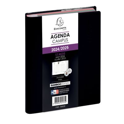 Agenda Campus - 1 jour par page - 12 x 17 cm - disponible dans différentes couleurs - Exacompta