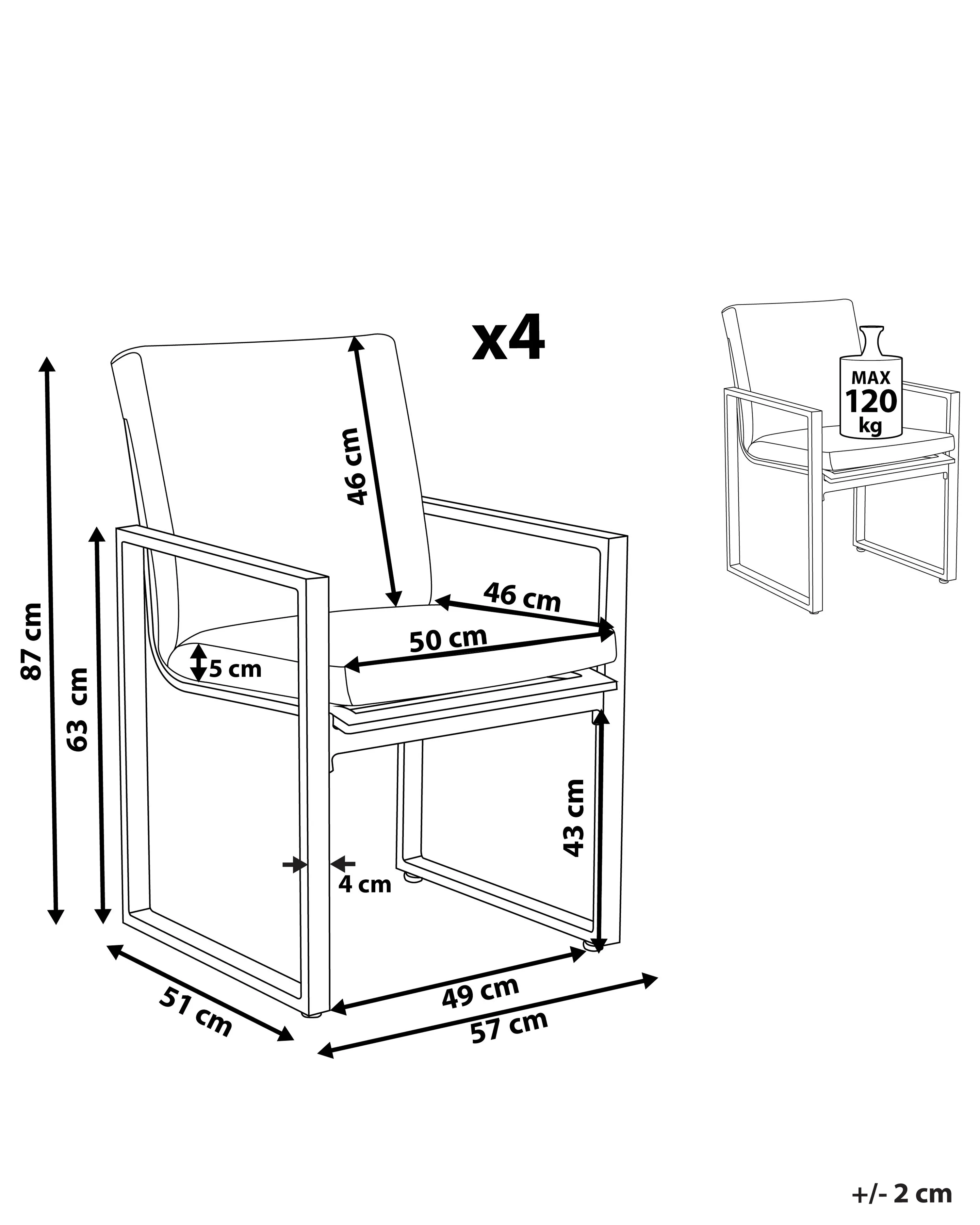 Set van 4 stoelen met zitkussen PANCOLE Stof Grijs