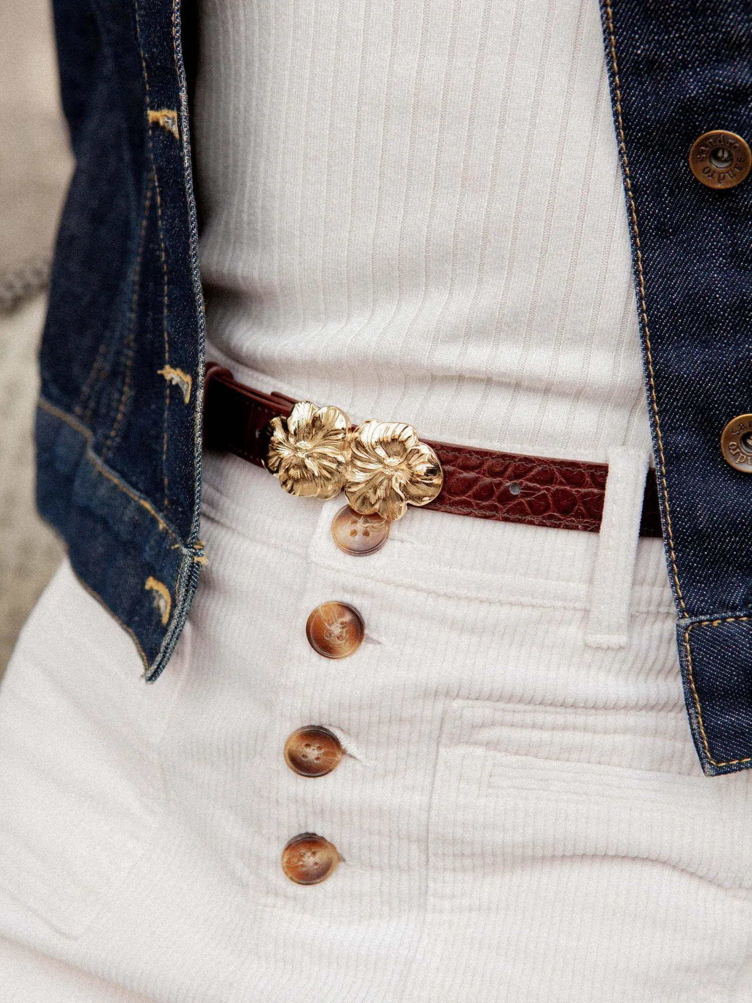 Ceinture en cuir croco Adèle Fauvette