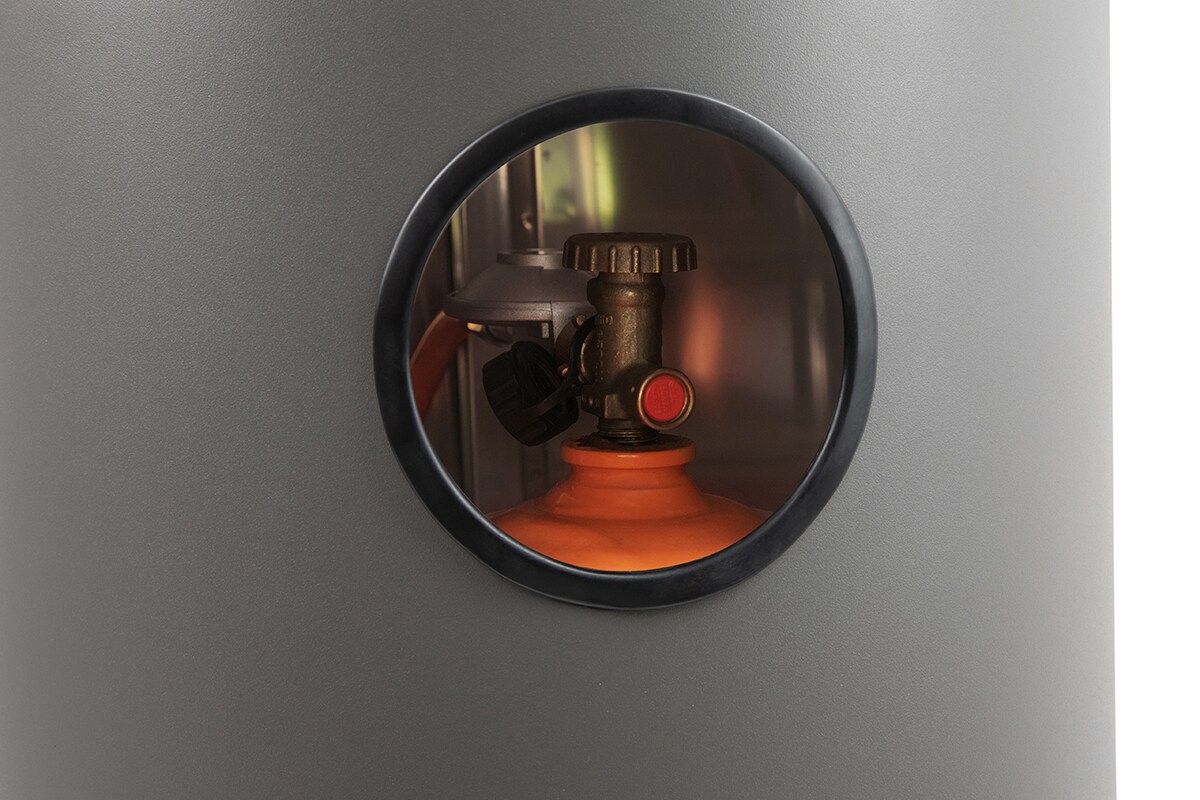 Heidenfeld Heizpilz Inferno GH400/500, Gasheizstrahler, stufenlos, 5-14kW, Kippschutz, Piezo-Zündung (Schiefergrau )