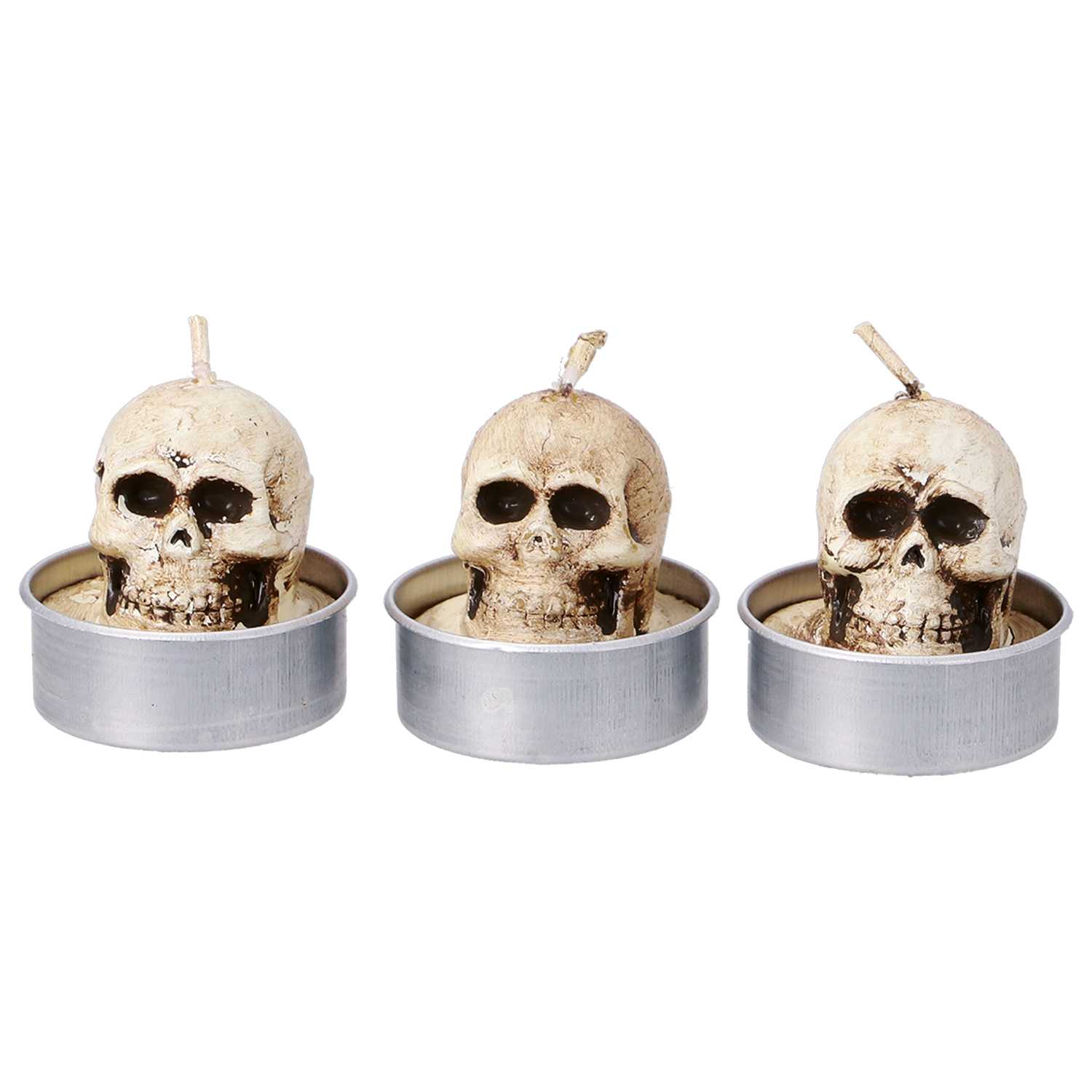 novooo Teelichte 3er Halloween Totenkopf