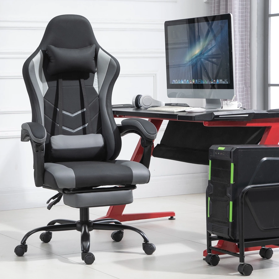Vinsetto Gamingstuhl mit Fußstütze schwarz