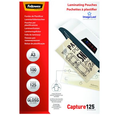 Fellowes - 100 pochettes de plastification A3 (303 x 426 mm) - 125 microns - brillantes