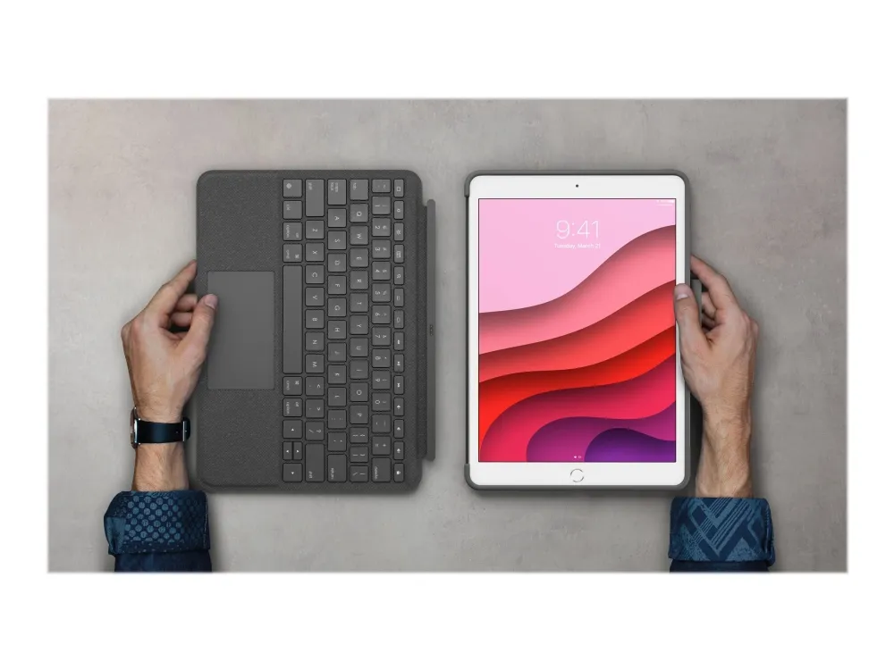 Logitech® | Combo Touch - Tastatur og folio-kasse - med trackpad - bagbelyst - Apple Smart connector - QWERTY - Pan Nordic - grafit - for Apple 10.2-inch iPad (7. generation, 8. generation, 9. generation)