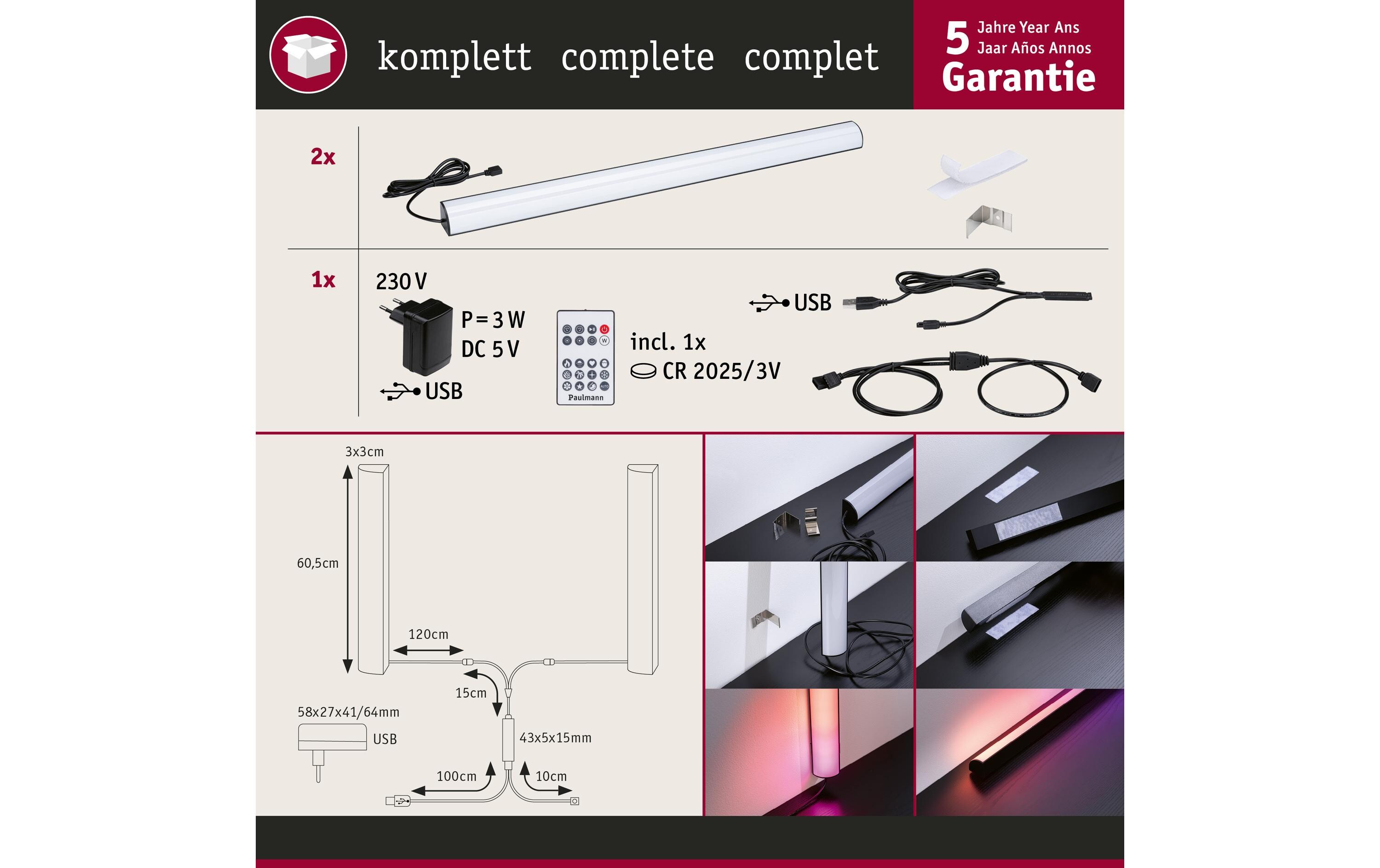 EntertainLED Lightbar Dynamic RGB, 60 cm, Schwarz, 2er SetLED-Lichtleiste