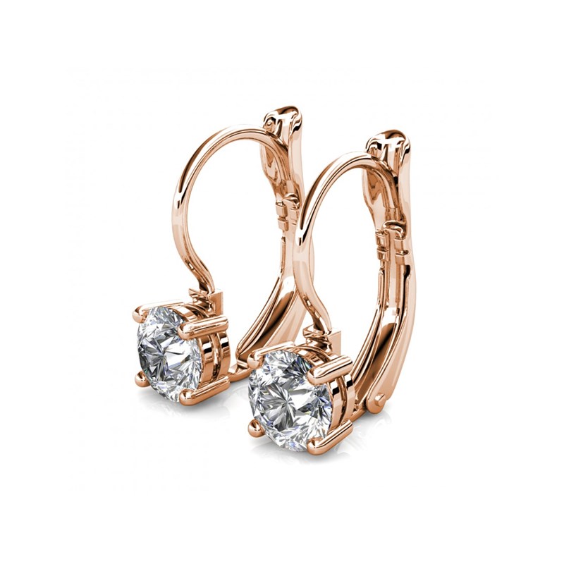 Boucles d'oreilles Round - Or Rosé et Cristal