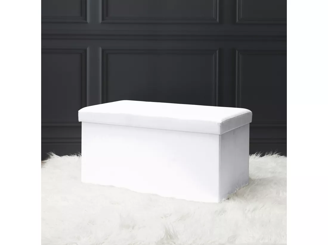 Coffre Banc Pliable Pu Blanc