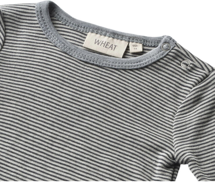 Wheat Langærmet Uld Body Navy stripe