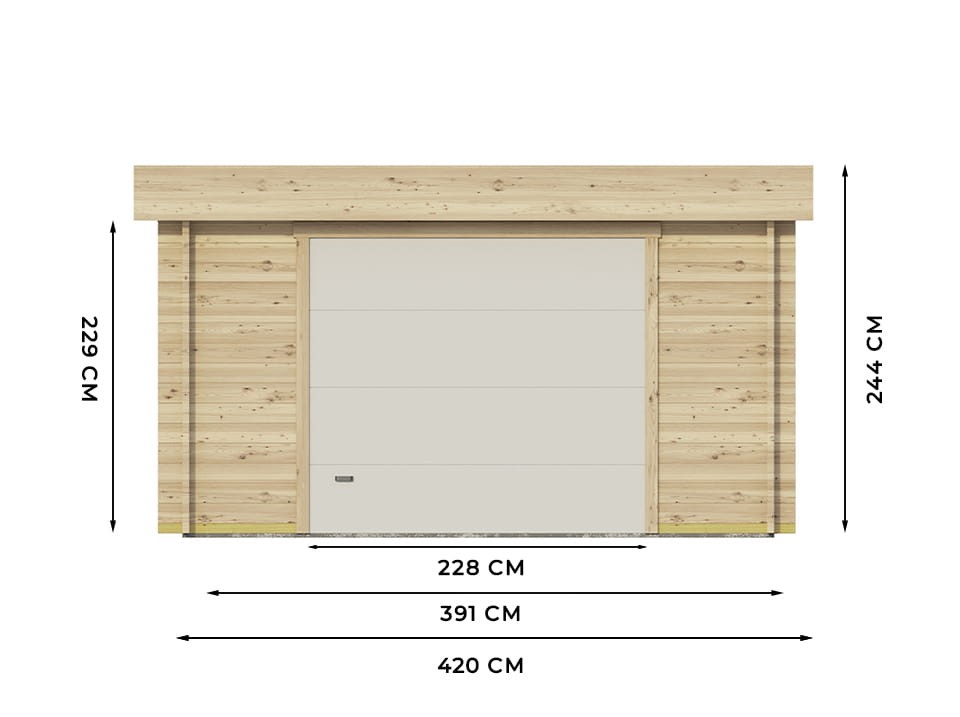 Garage en bois westmount 19,2 m² - 1 voiture - porte sectionnelle - bandeau de toiture - serrure à cylindre - abris de jardin