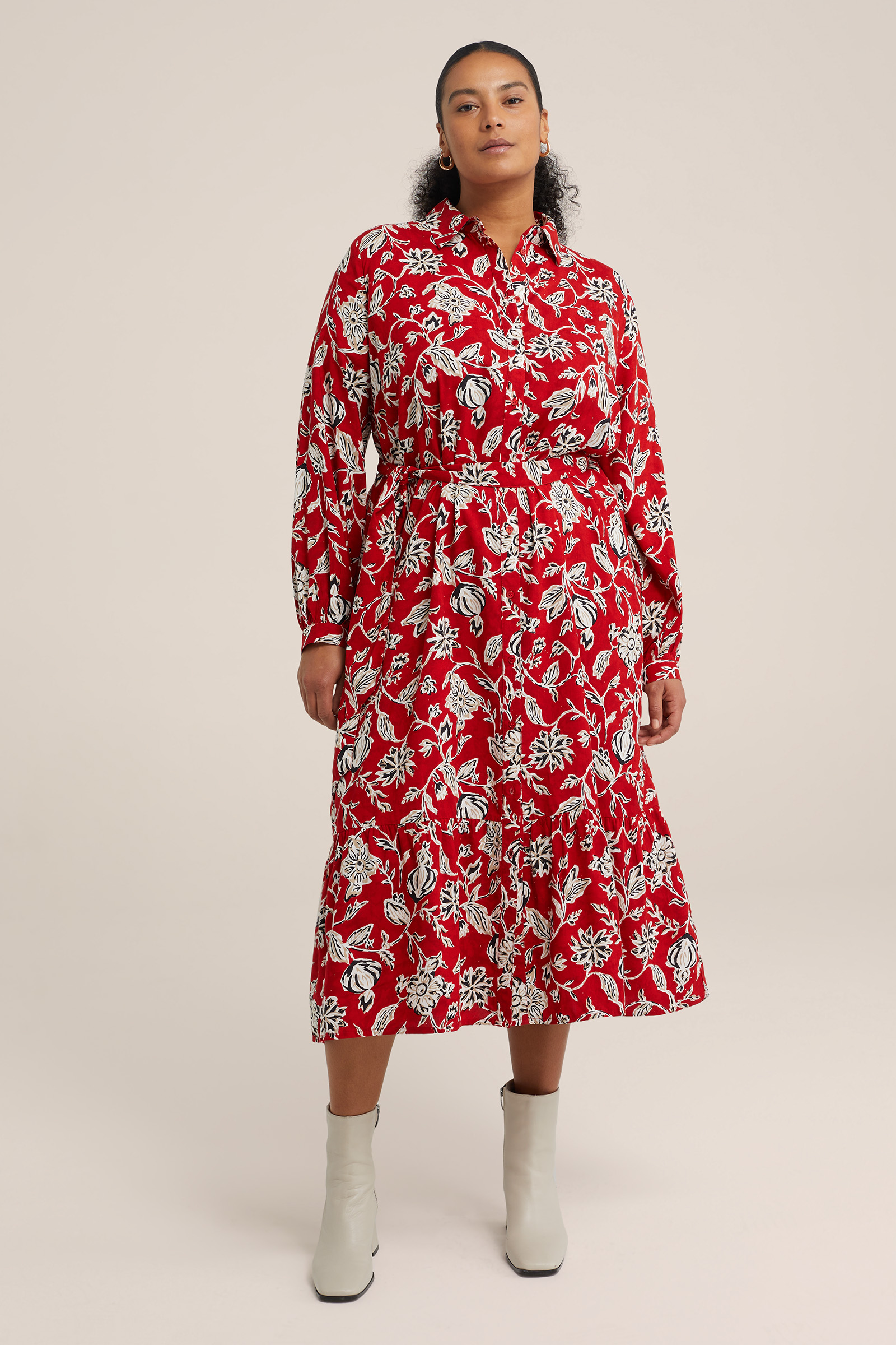 jurk met dessin - Curve WE Fashion Saffraan rood