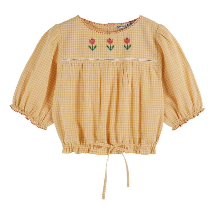 Emile et Ida Blouse Brodée Vichy | Jaune