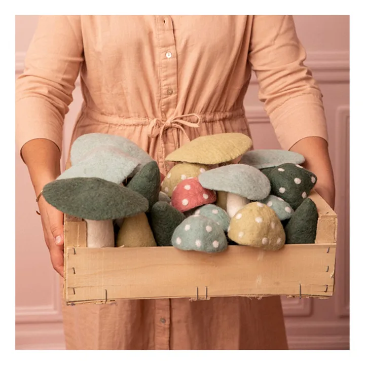 Muskhane Champignon Dotty décoratif en feutre | Vert Tilleul
