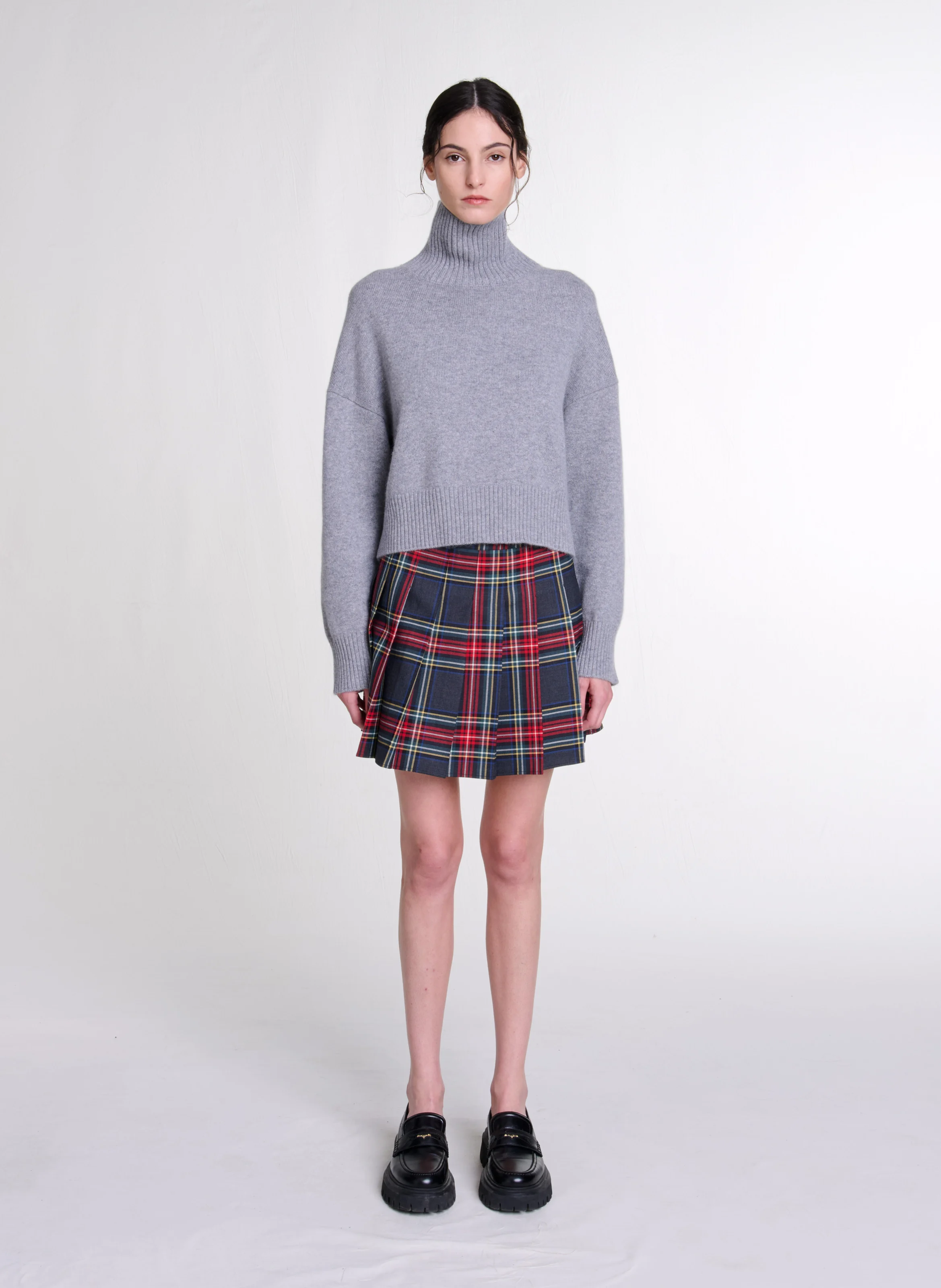 Pull court en cachemire mélangé | Gris