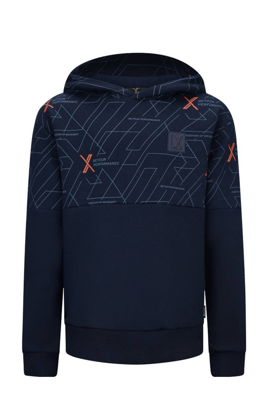 Retour Jeans hoodie Playoff met all over print donkerblauw