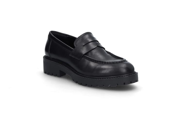 Sorte skinn loafers