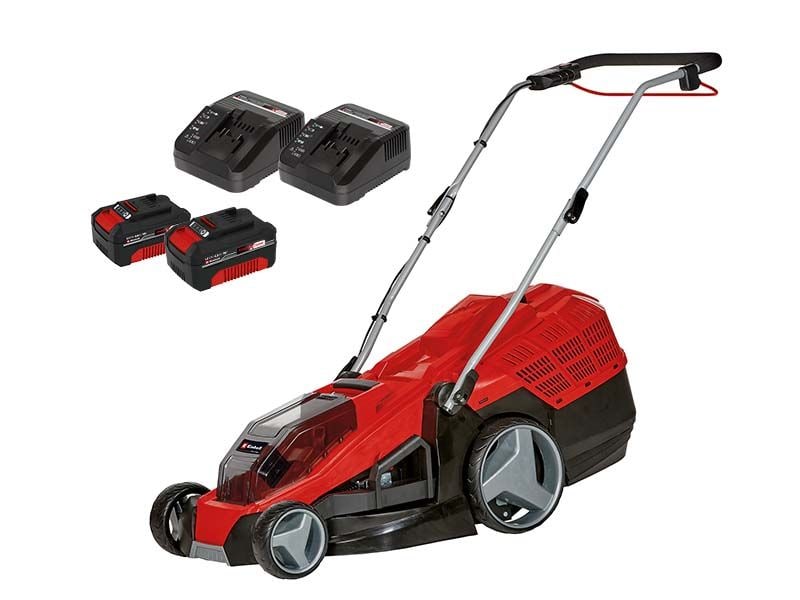 Einhell Akku-Rasenmäher GE-CM 36/43 Li M (2 x 4.0Ah) Rasenmäher mit zwei Akkus und zwei Ladegeräten
