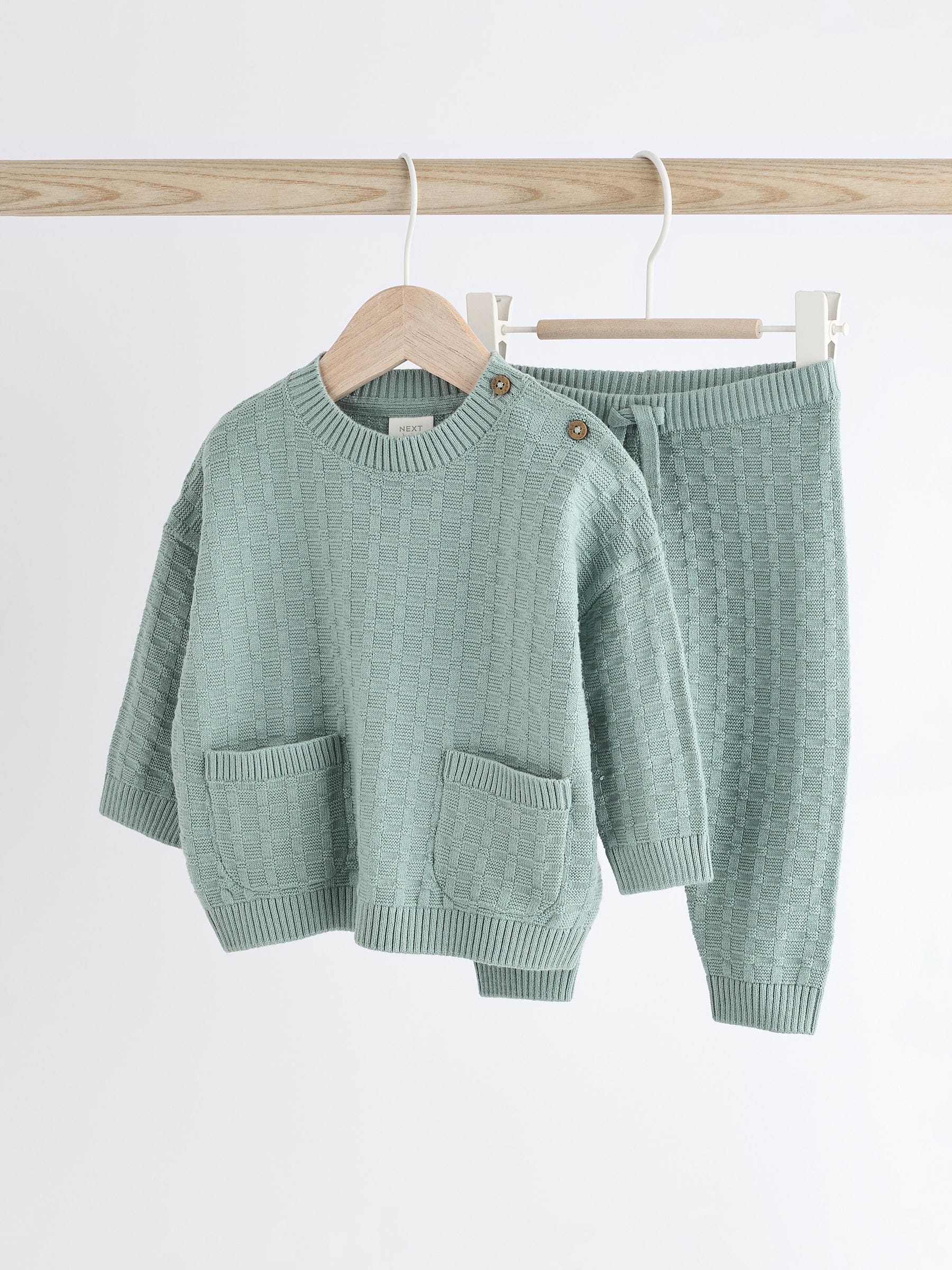 Mineraal - Babyset met gebreide trui en legging van 100% katoen met textuur (0mnd -3jr)