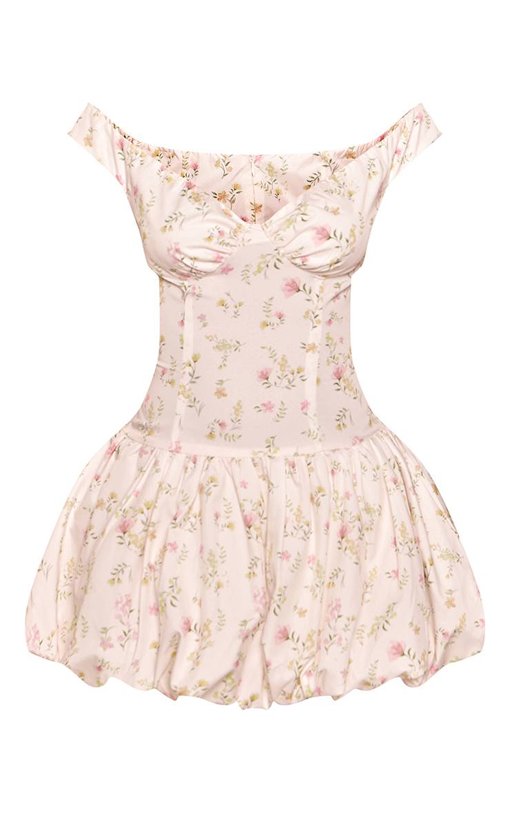 White Floral Robe Droite À Jupe Bouffante Imprimé Fleuri Ditsy Blanc Petite