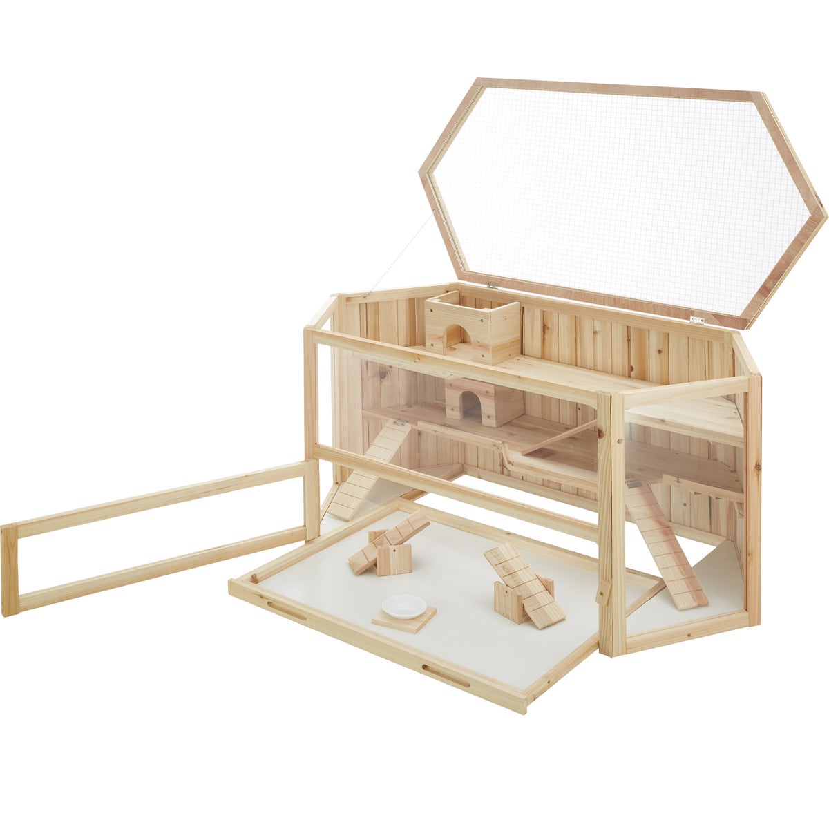 tectake Benni houten hamsterkooi, 115 x 60 x 58 cm