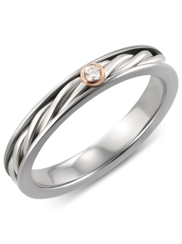 Kordel-Ring, Brillant, Rotgold 585, Silber 925, Tantal