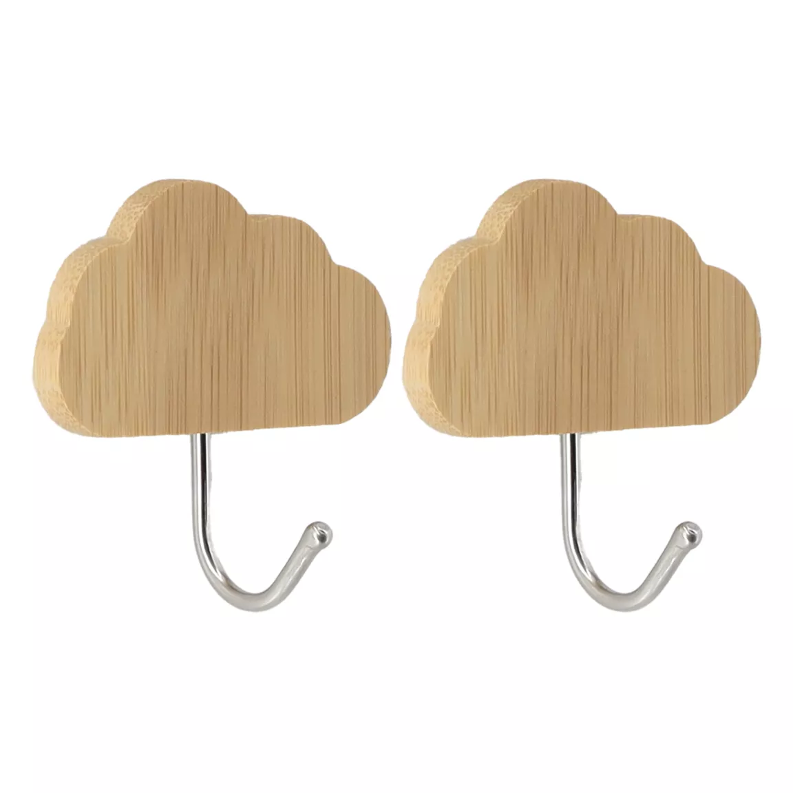 Lot de 2 crochets adhésifs 3M bambou (H6 cm) Nuage